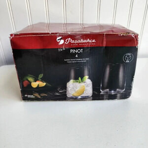 New 4 Pasabahce Pinot Tumblers Clear Stemless Wine Juice Glasses R15